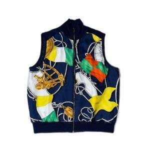 Ralph Lauren Nautical Silk Sailing Vest Yacht Print Zip Up - Medium
